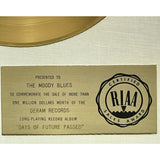 The Moody Blues Days Of Future Passed White Matte RIAA Gold LP Award presented to The Moody Blues - RARE - Record Award