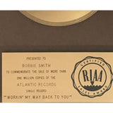 The Spinners Working My Way Back To You/Forgive Me Girl RIAA Gold 45 Award to singer Bobbie Smith - Record Award