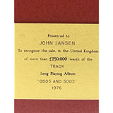 The Who Odds and Sods BPI Gold LP Award - RARE