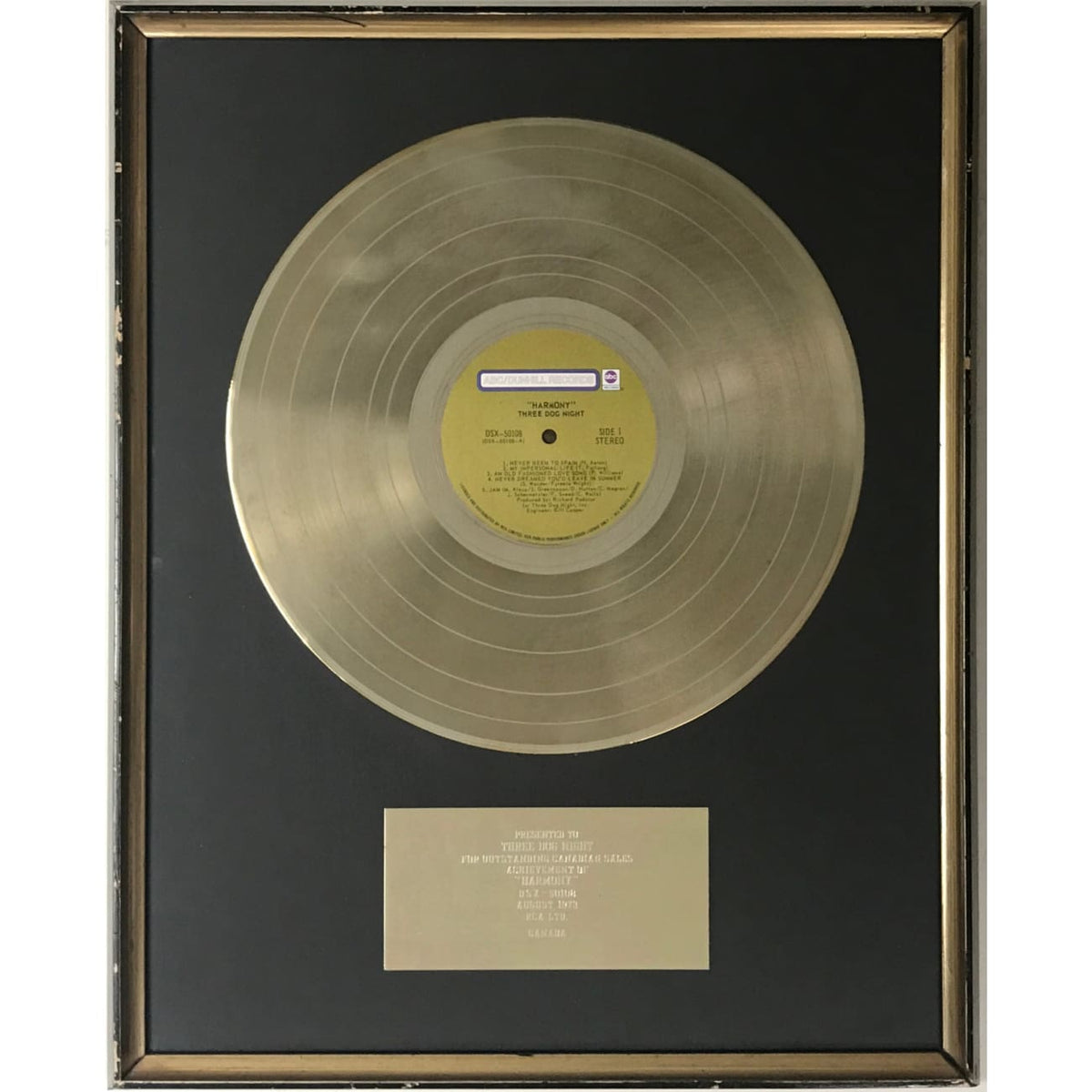 超レア Three Dog Night PRP-33 PROMO盤 レコード musicgoldmine.com - Three Dog Night Harmony 1973 Label Award