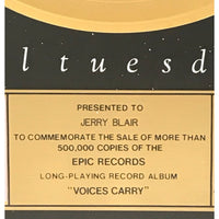 ’Til Tuesday Voices Carry Epic Records Label Award - Record Award