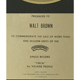 Village People Y.M.C.A. Casablanca label award - Record Award