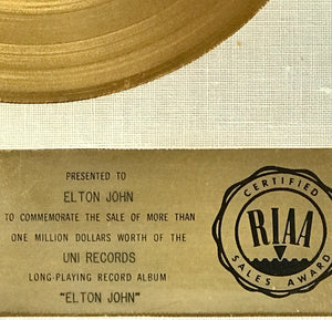 1970 Elton John Debut RIAA Award To Elton Up For Sale