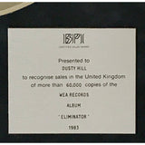 ZZ Top Eliminator 1983 BPI Silver Album Award presented to Dusty Hill - RARE