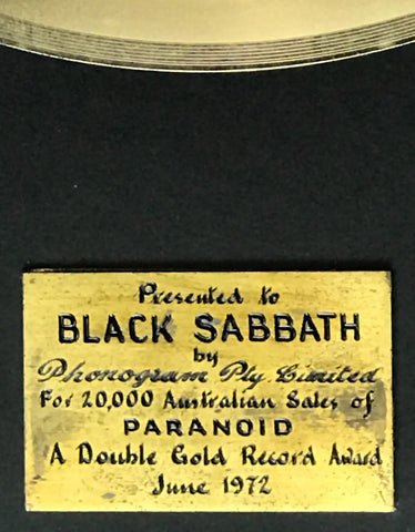 Australian record award to Black Sabbath detail
