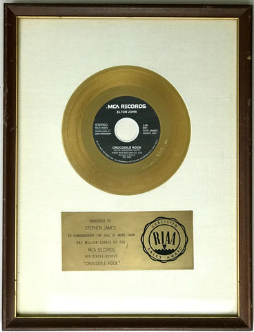 Elton John "Crocodile Rock" RIAA Gold Single Award