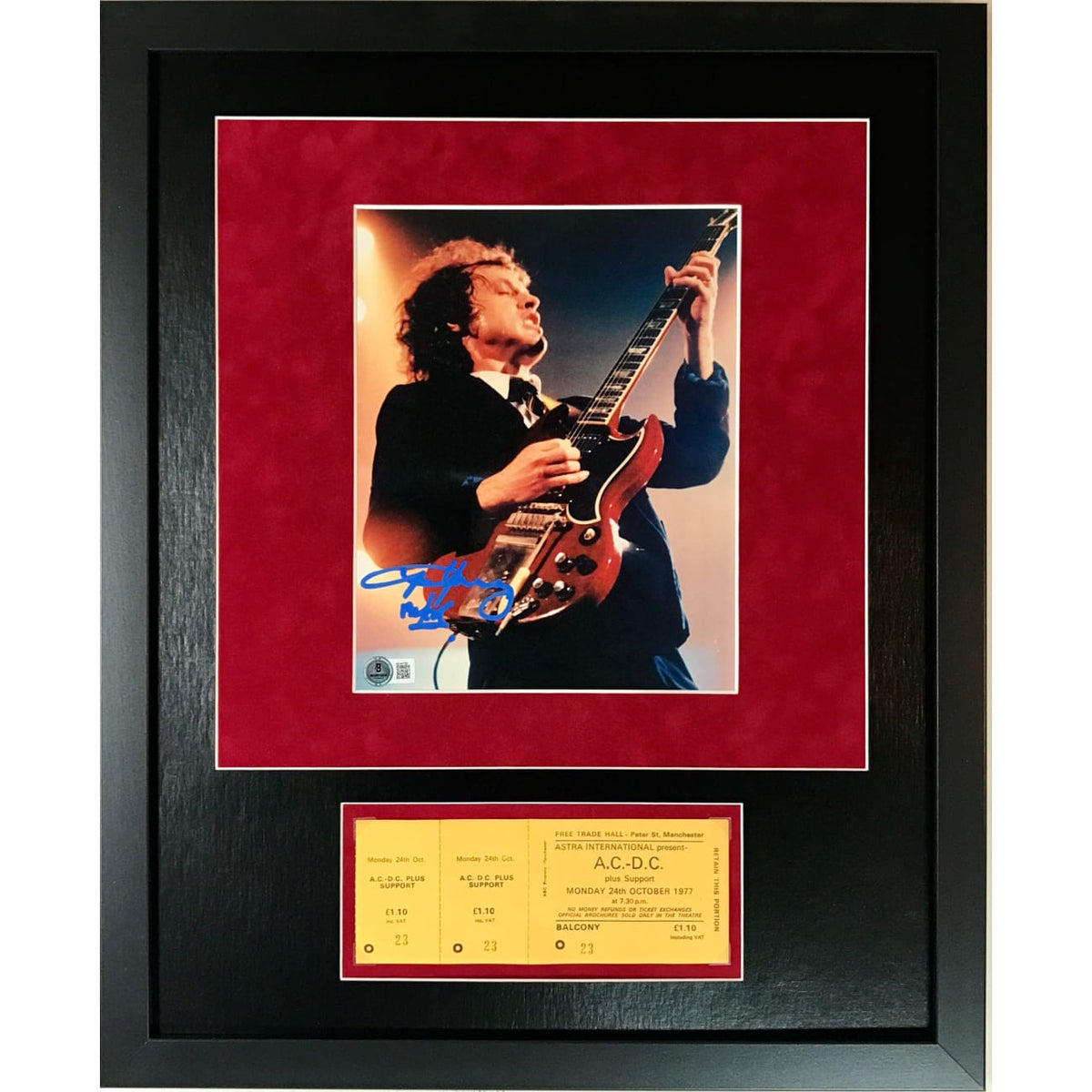 musicgoldmine.com - AC/DC Angus Young Signed Photo + '77 Ticket Collage ...
