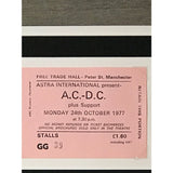 AC/DC Genuine 1977 ’Dirty Deeds’ Ticket Collage - Music Memorabilia