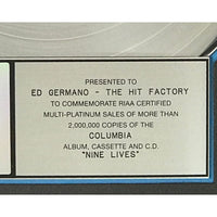 Aerosmith Nine Lives RIAA 2x Multi-Platinum Album Award - Record Award