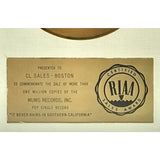 Albert Hammond It Never Rains In Southern California RIAA White Matte Gold 45 Award - RARE - Record Award