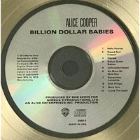 Alice Cooper Billion Dollar Babies RIAA Gold Album Award - Record Award