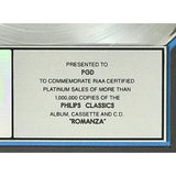 Andrea Bocelli Romanza RIAA Platinum Award - Record Award