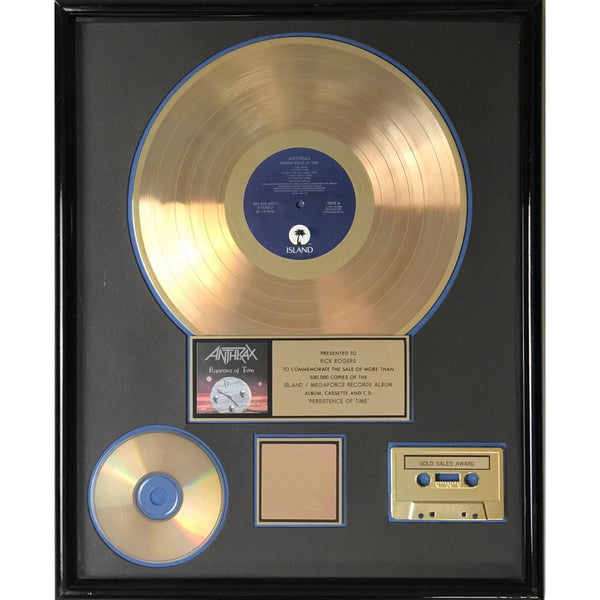 Anthrax Persistence Of Time RIAA Gold Album Award - Record Award