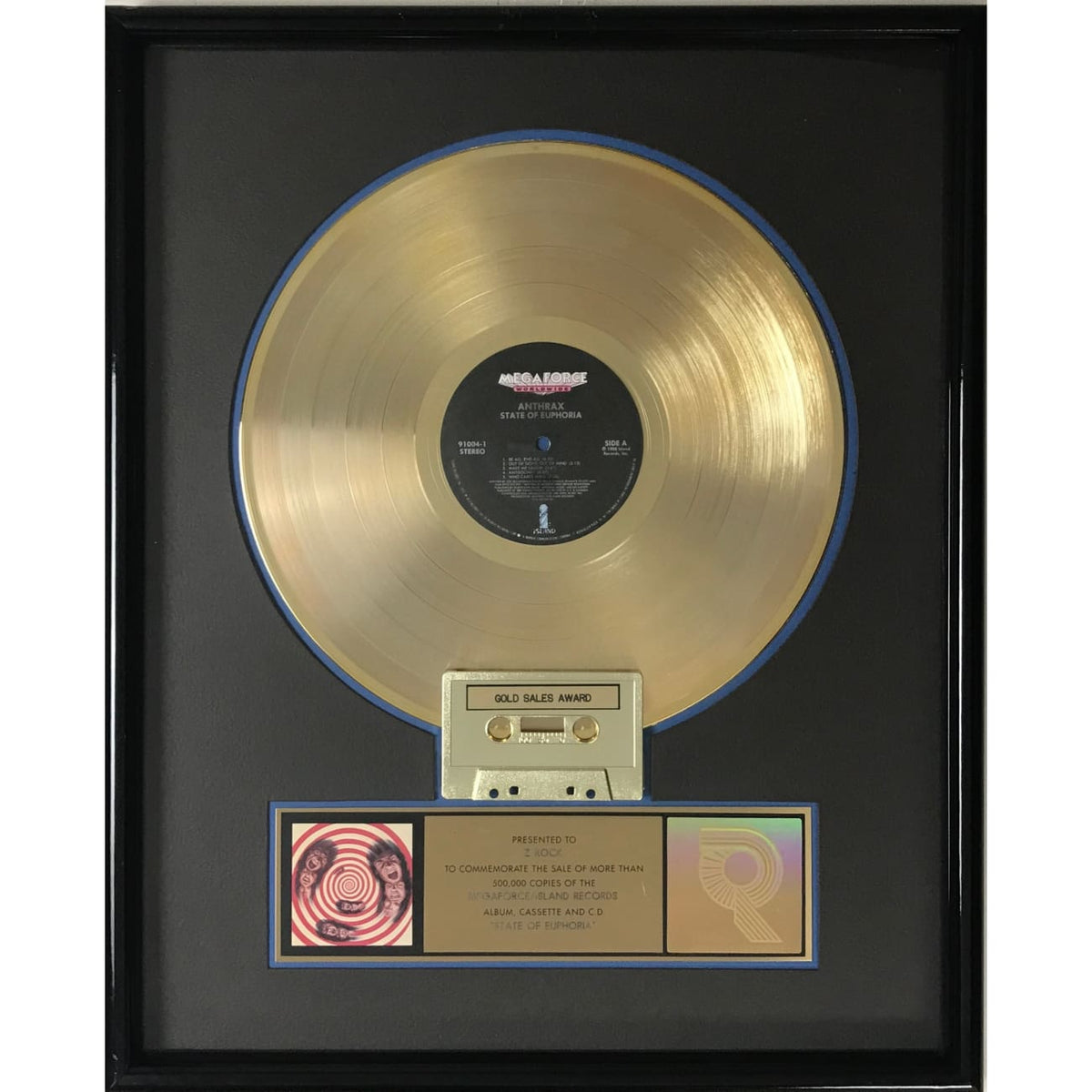 musicgoldmine.com - Anthrax State Of Euphoria RIAA Gold Album Award ...