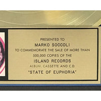 Anthrax State Of Euphoria RIAA Gold Album Award - Record Award