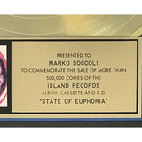 Anthrax State Of Euphoria RIAA Gold Album Award - Record Award