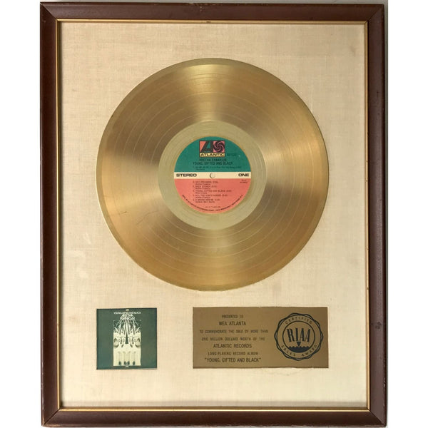 Aretha Franklin Young Gifted And Black RIAA Gold Album Award - RARE - Record Award