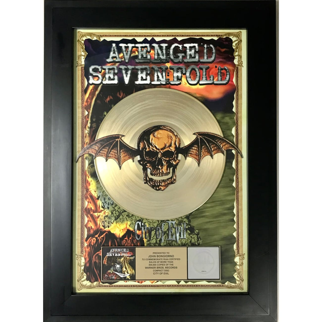 musicgoldmine.com - Avenged Sevenfold City Of Evil RIAA Gold Album