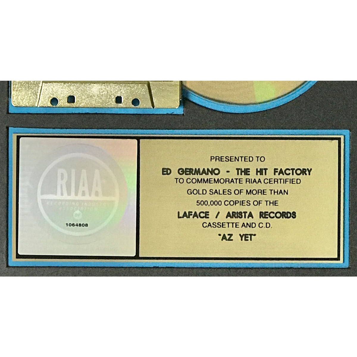 Tom Clees Riaa musicgoldmine.com - Az Yet debut RIAA Gold Album Award – MusicGoldmine.com