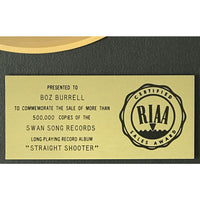 Bad Company Straight Shooter RIAA Gold LP Award to Boz Burrell - RARE - Record Award