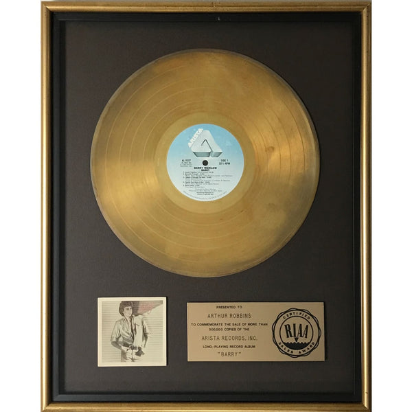 Barry Manilow RIAA Gold Album Award - Record