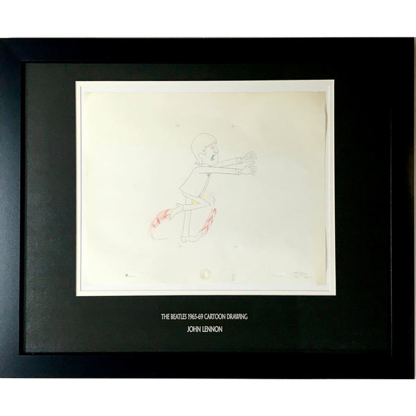 Beatles 1965-69 Cartoon - Framed Original Animation Cel John Lennon Drawing- RARE - Music Memorabilia