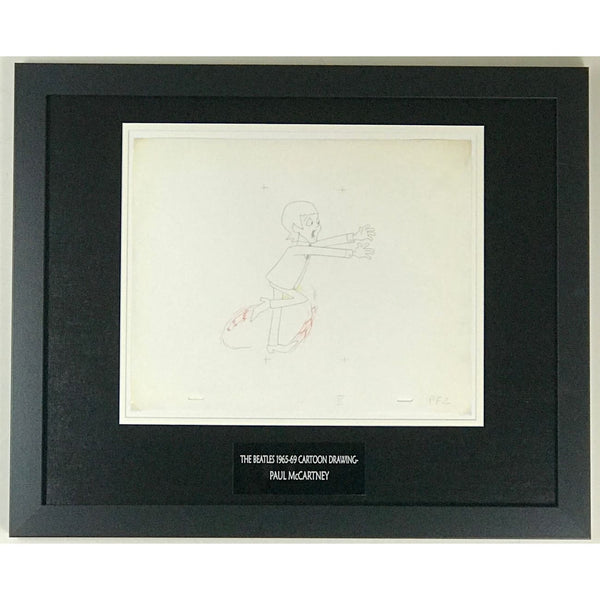 Beatles 1965-69 Cartoon - Framed Original Animation Cel Paul McCartney Drawing- RARE - Music Memorabilia