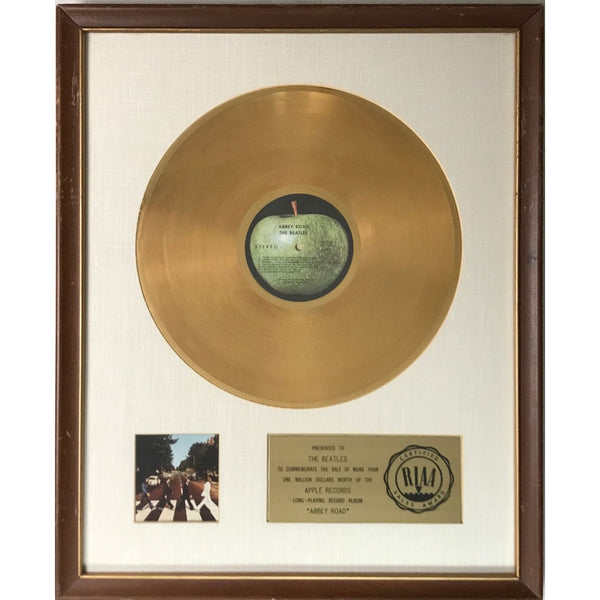 Beatles Abbey Road RIAA Gold Album Award presented to The Beatles - RARE - Record Award