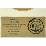 Beatles ’Get Back’ RIAA Gold 45 Award presented to The Beatles- RARE - Record Award