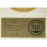 Beatles I Feel Fine RIAA Gold 45 Award presented to The Beatles- RARE - Record Award