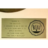 Beatles The Early Beatles RIAA Gold Album Award presented to The Beatles - RARE - Record Award