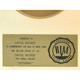 Beatles ’Yesterday’ RIAA Gold 45 Award- RARE - Record Award