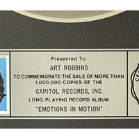 Billy Squier Emotions In Motion RIAA Platinum Album Award - Record