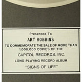 Billy Squier Signs Of Life RIAA Platinum Album Award - Record