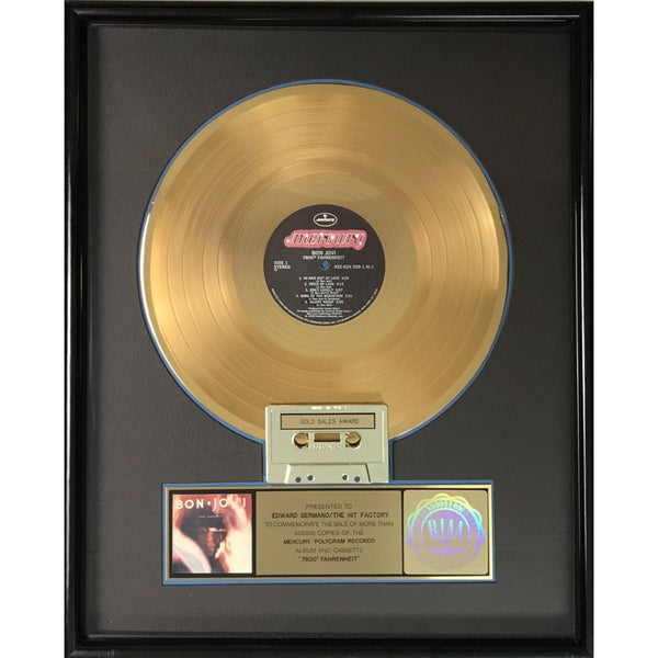 Bon Jovi 7800° Fahrenheit RIAA Gold LP Award - Record Award