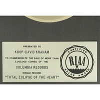 Bonnie Tyler ’Total Eclipse Of The Heart’ RIAA Platinum Single Award - Record Award