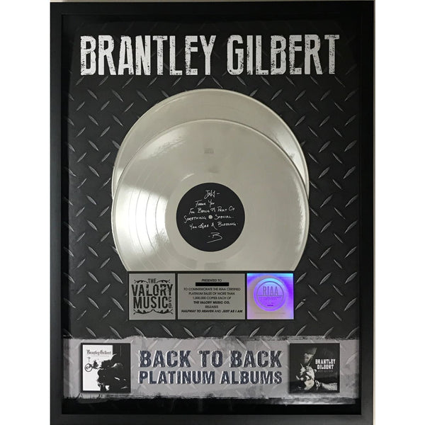 Brantley Gilbert RIAA Halfway To Heaven & Just As I Am Platinum Albums Award - Record