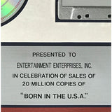 Bruce Springsteen Born In The USA Columbia Records 20M Award - Record Award