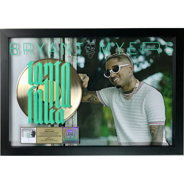 Bryant Meyers ’Tanta Falta’ RIAA Latin Gold Single Award - Record Award