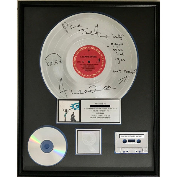 C + C Music Factory Gonna Make You Sweat RIAA Platinum LP Award signed by Freedom Williams - Record