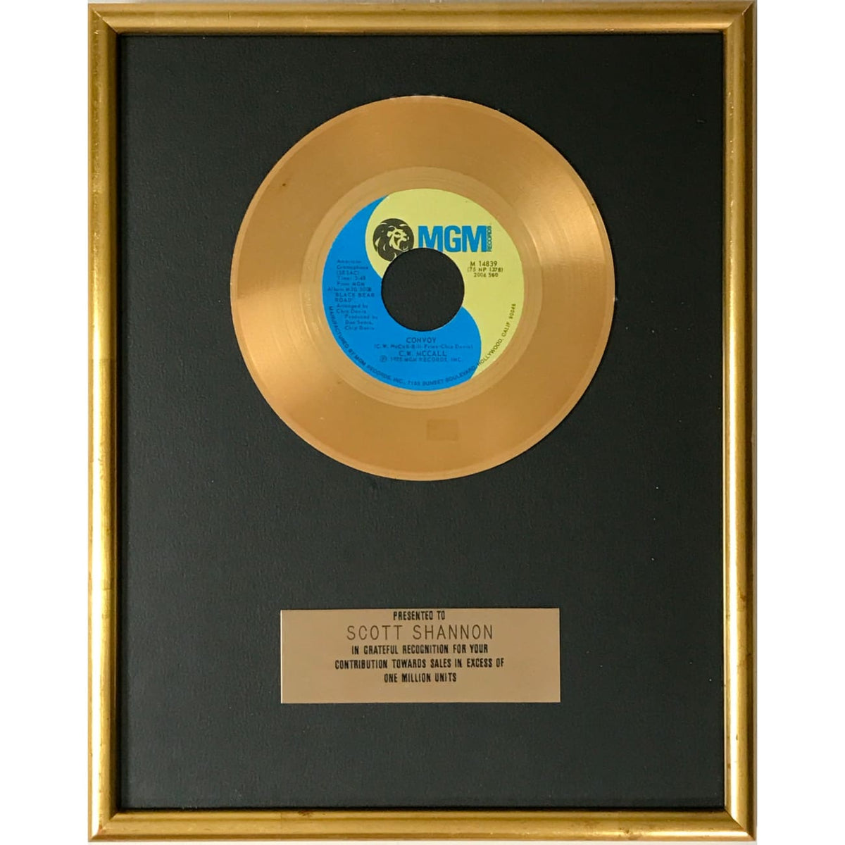 musicgoldmine.com - C.W. McCall Convoy 1970s MGM Records 45 Award ...