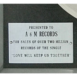 Captain & Tennille ’Love Will Keep Us Together’ 1970s Disc Award Ltd - RARE - Record Award