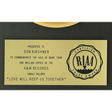 Captain & Tennille ’Love Will Keep Us Together’ RIAA Gold Single Award - Record Award