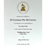 Celine Dion Falling Into You RIAA 10x Platinum Album Award +Grammy Album Of The Year Win Certificate - RARE - Record Award