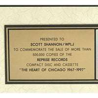 Chicago The Heart of Chicago 1967-1997 RIAA Gold Album Award - Record Award