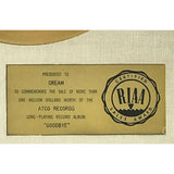 Cream Goodbye RIAA Gold LP Award presented to Cream - RARE - Record Award