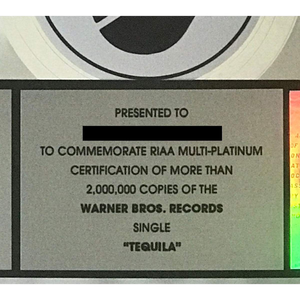 musicgoldmine.com - Dan + Shay ’Tequila’ RIAA 2x Multi - Platinum ...