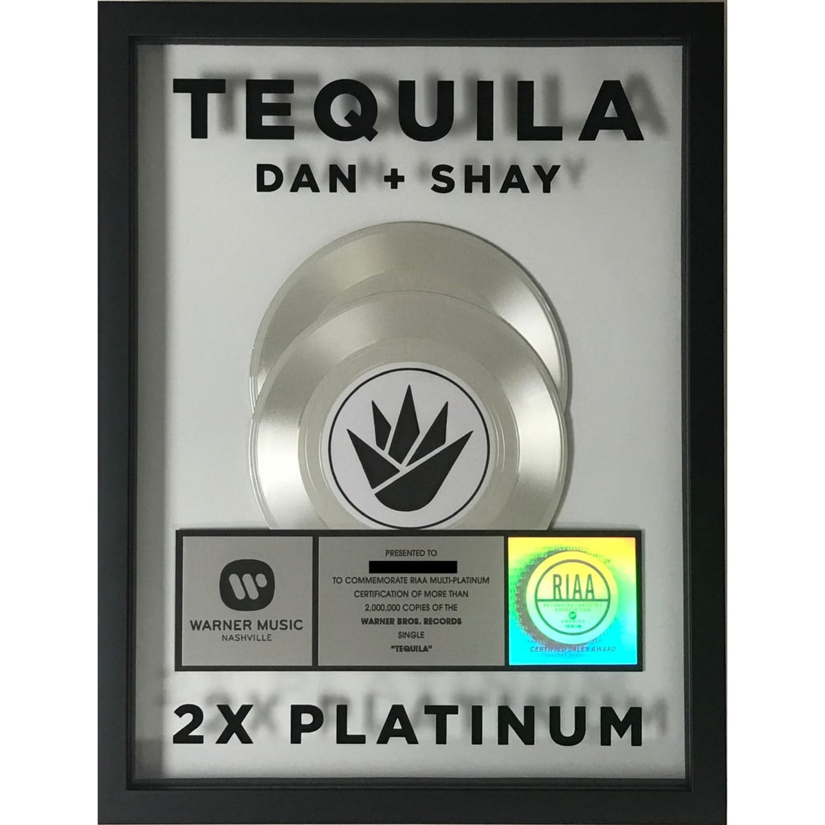 musicgoldmine.com - Dan + Shay ’Tequila’ RIAA 2x Multi - Platinum ...