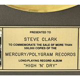 Def Leppard High ’n’ Dry RIAA Gold Album Award presented to guitarist Steve Clark - RARE - Record Award