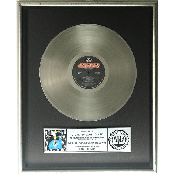 Def Leppard High ’n’ Dry RIAA Platinum Album Award presented to guitarist Steve Clark - RARE - Record Award